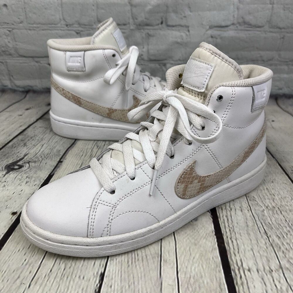 Nike Court Royale 2 Mid Sneaker Women’s 6.5 White Snakeskin Swoosh DD9666-100